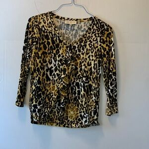 Jones New York Sport Leopard Print Cotton Blend Blouse Size S
